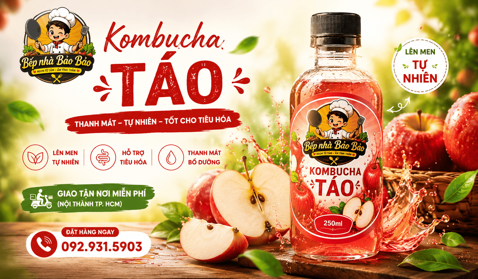 Chai Kombucha vị tr&aacute;i c&acirc;y